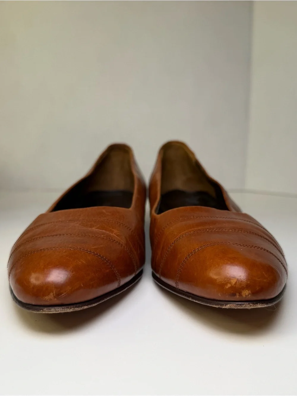 Maserati Vintage Brown Genuine Leather Italian Made Women's Flats Size 8